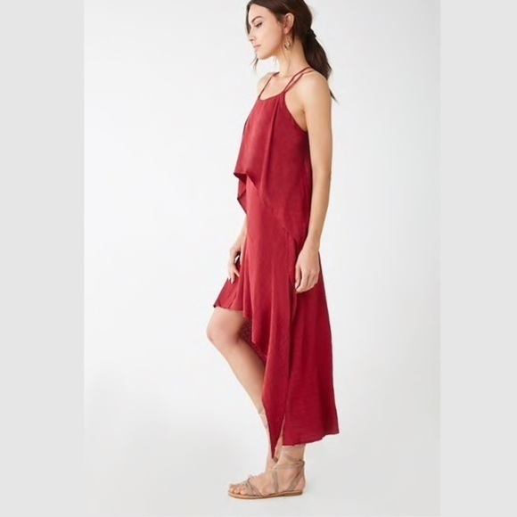 NWT Red Strappy Crisscross Geometric Maxi Dress - Picture 2 of 8